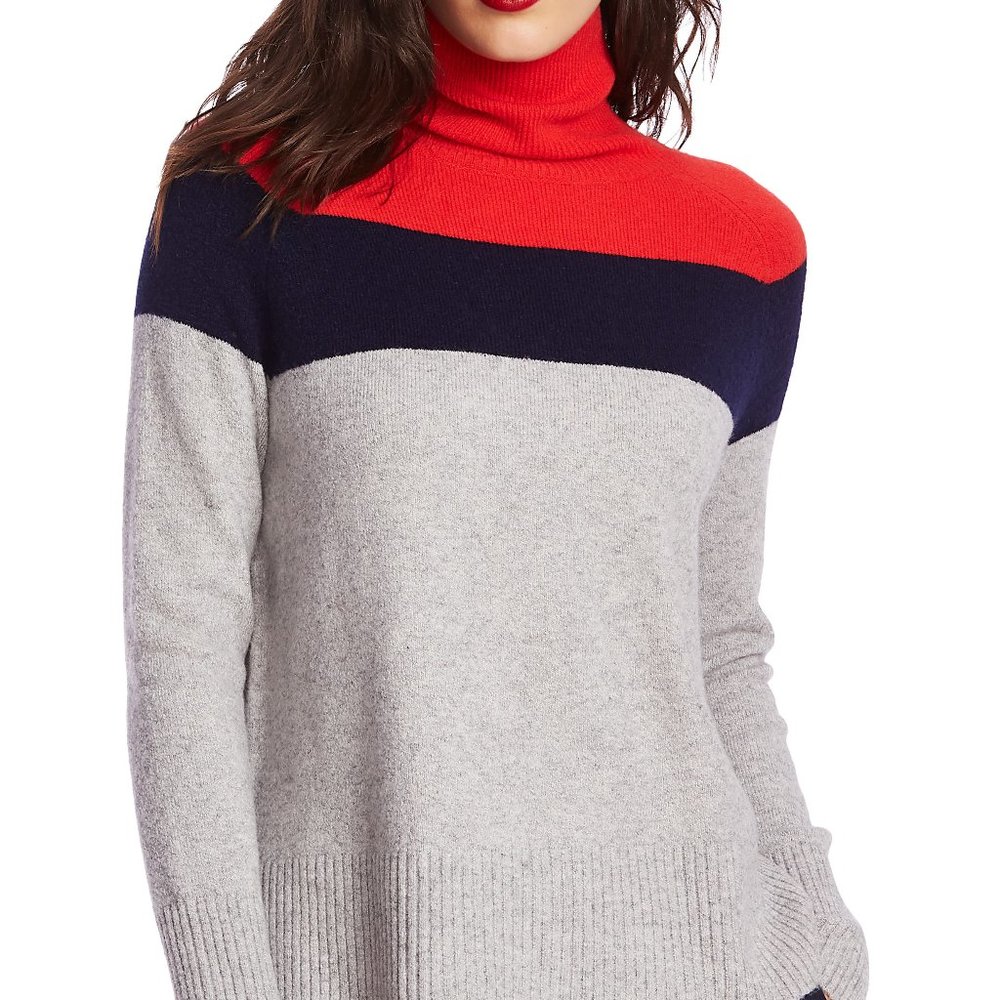 Court & Rowe Colorblock Turtleneck Sweater Rouge